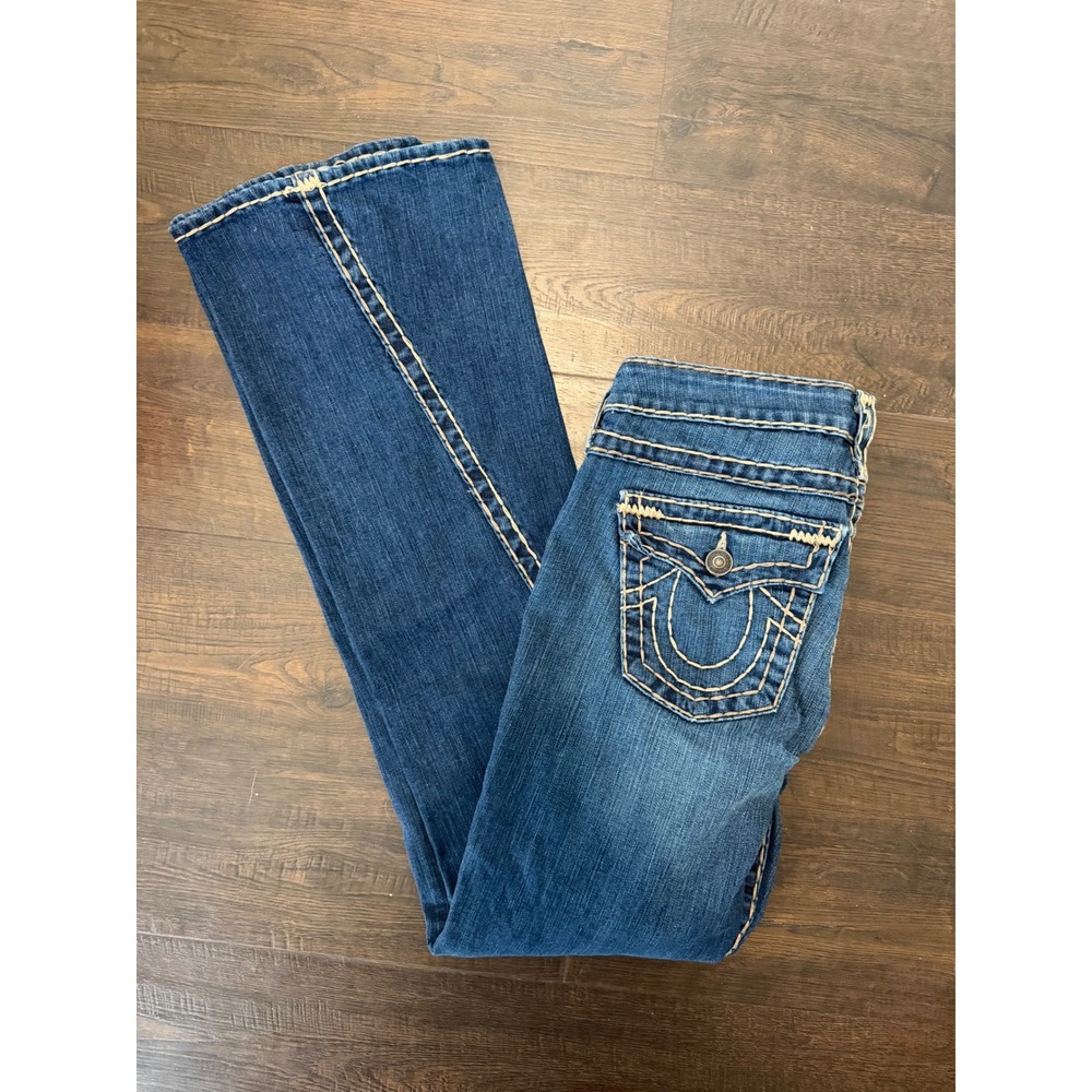 True Religion Vintage Y2K Low Rise Flare Twisted Leg Jeans Dark Wash Size 28